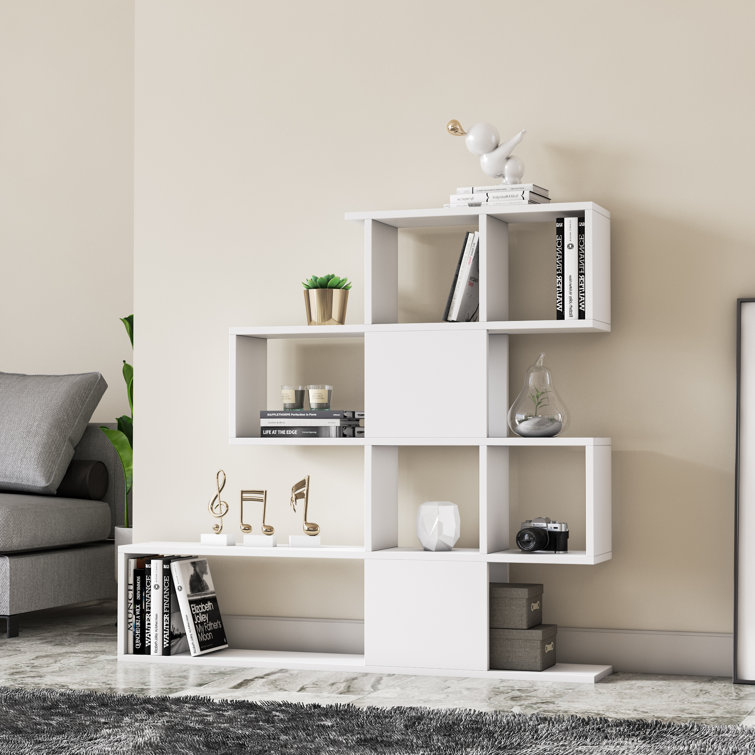 Hashtag Home Karlin Geometric Bookcase Bookshelf Shelving Unit